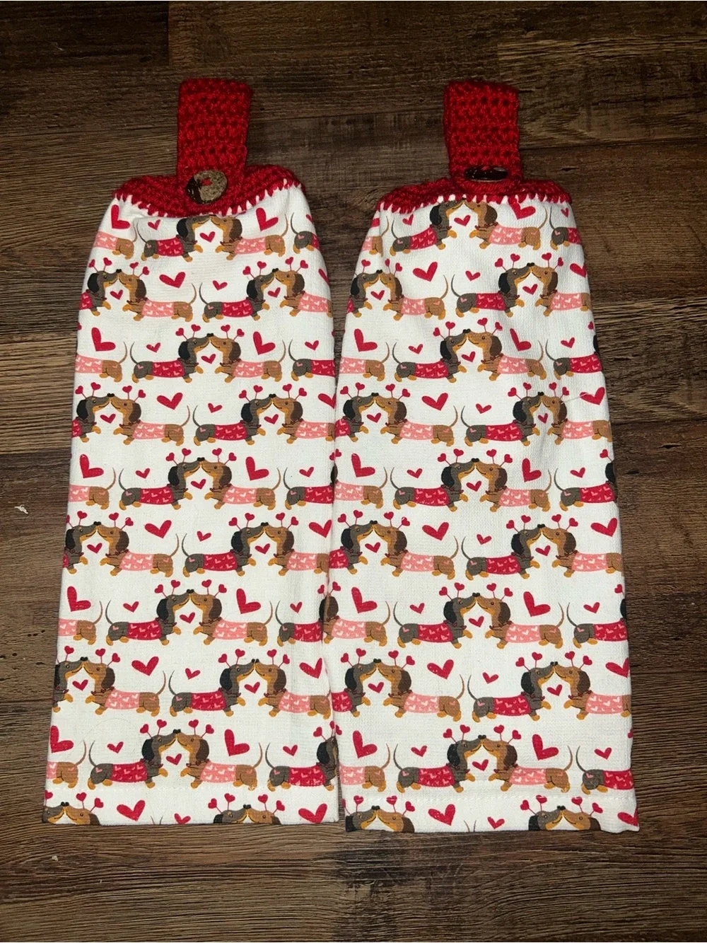 Dachshund Heart Valentines Hanging Kitchen Towel Set